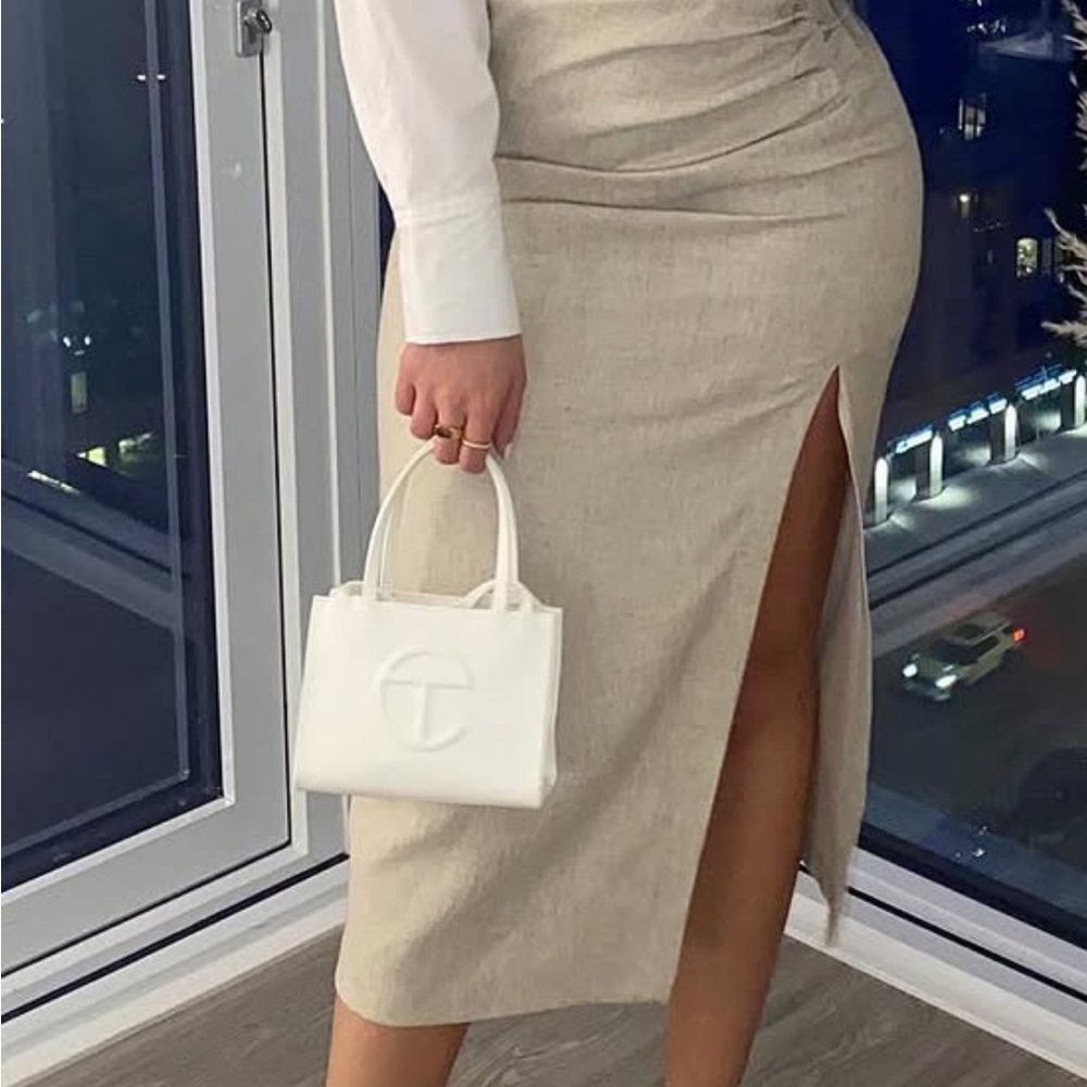 Telfar Mini Shopping Bag in white Leather AUTHENTIC